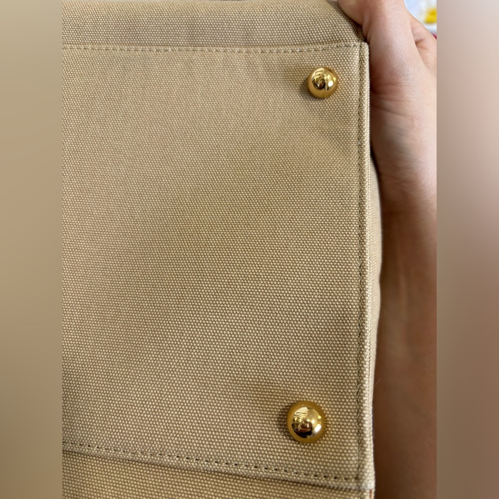 Fendi Sunshine Medium Tote Bag Canvas Beige Brown - Picture 9 of 12